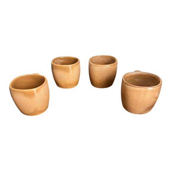 Lot Of 4 Vtg Frankoma Plainsman Brown Ceramic Mugs, Ridged Handles Mid Century - Picture 4 of 9